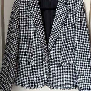 Ann Taylor Black and White Checkered Blazer